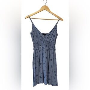 Floral Blue Sleeveless Mini Dress